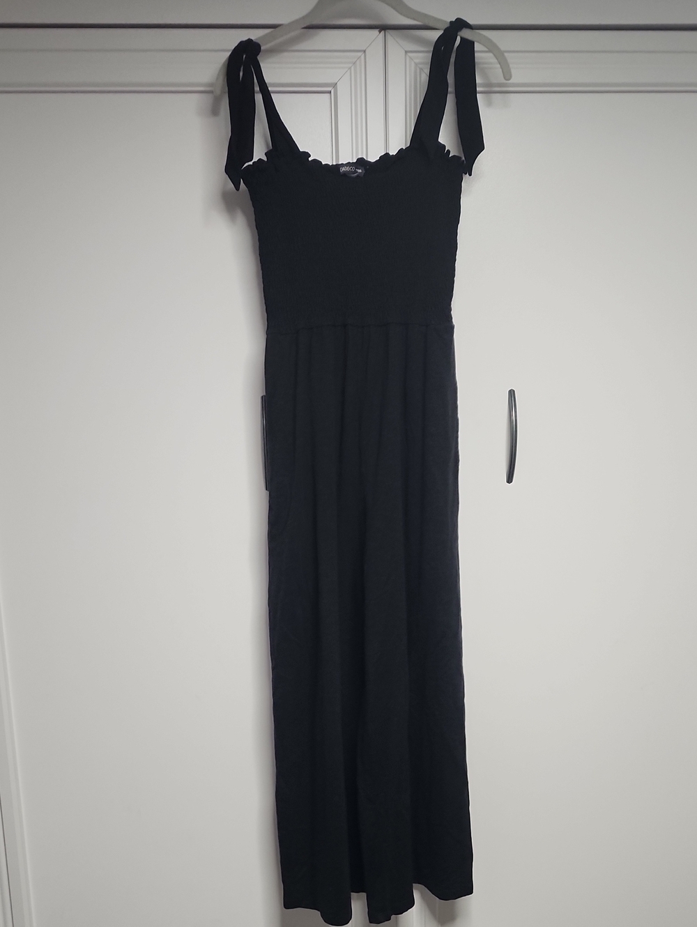 Black Tie-Shoulder Jumpsuit - Women's
